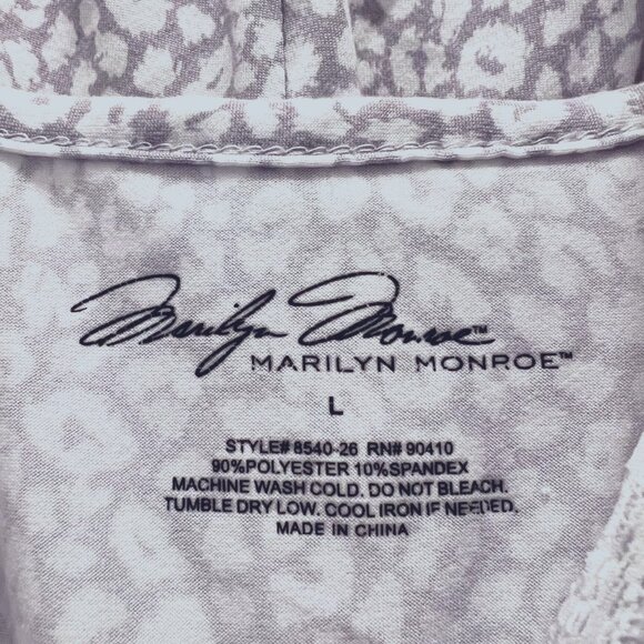 Merilyn Monroe 3 Piece Sleepwear Set-Women's Shorts, Cami & Rope-Sz. Lg-Gray & W - Picture 4 of 15